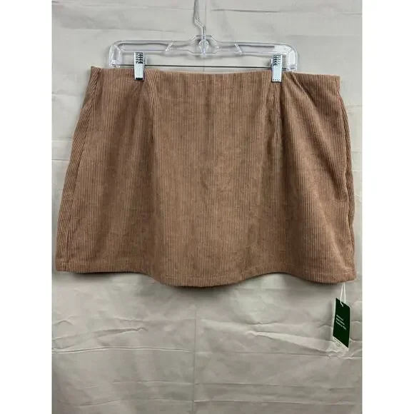 Halara Cocoa Brown High Waisted Mini Corduroy Plus Size Skirt, Size 1X - Picture 1 of 6